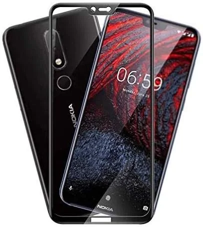 محافظ صفحه نمایش شیشه ای حرارت دیده 5D برای نوکیا 6.1 پلاس مشکی