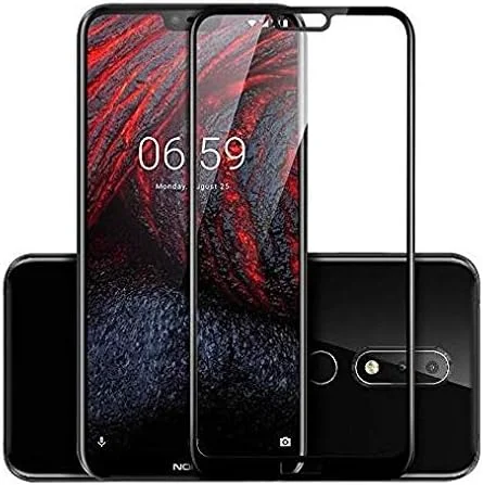 محافظ صفحه نمایش شیشه ای حرارت دیده 5D برای نوکیا 6.1 پلاس مشکی