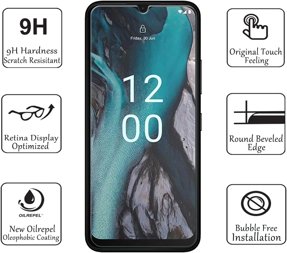 محافظ صفحه نمایش SALMERB نوکیا C22 (بسته 3 عددی)، فیلم شیشه ای حرارت دیده 9H برای نوکیا C22 ضد خش، ضد اثر انگشت، بدون حباب، فوق العاده شفاف 99.99% محافظ صفحه نمایش SALMERB نوکیا C22 (بسته 3 عددی)، فیلم شیشه ای حرارت دیده 9H برای نوکیا C22 ضد خش، ضد اثر انگشت، بدون حباب، فوق العاده شفاف 99.99%