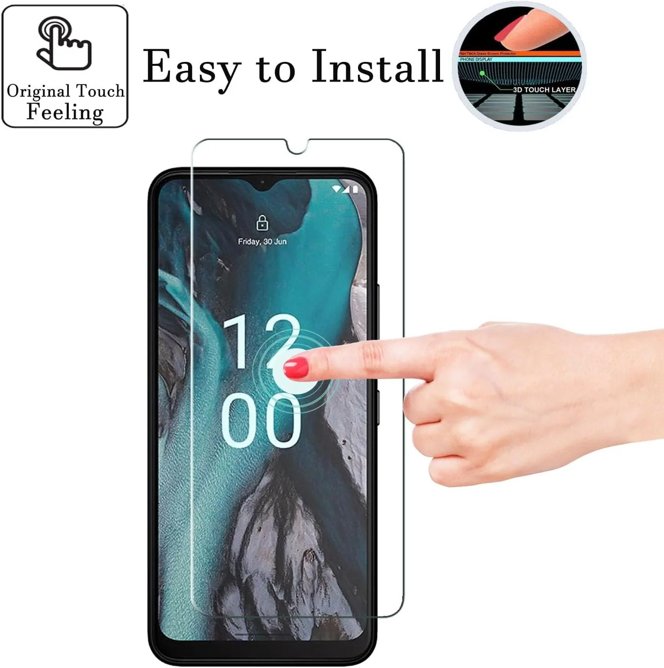 محافظ صفحه نمایش SALMERB نوکیا C22 (بسته 3 عددی)، فیلم شیشه ای حرارت دیده 9H برای نوکیا C22 ضد خش، ضد اثر انگشت، بدون حباب، فوق العاده شفاف 99.99% محافظ صفحه نمایش SALMERB نوکیا C22 (بسته 3 عددی)، فیلم شیشه ای حرارت دیده 9H برای نوکیا C22 ضد خش، ضد اثر انگشت، بدون حباب، فوق العاده شفاف 99.99%