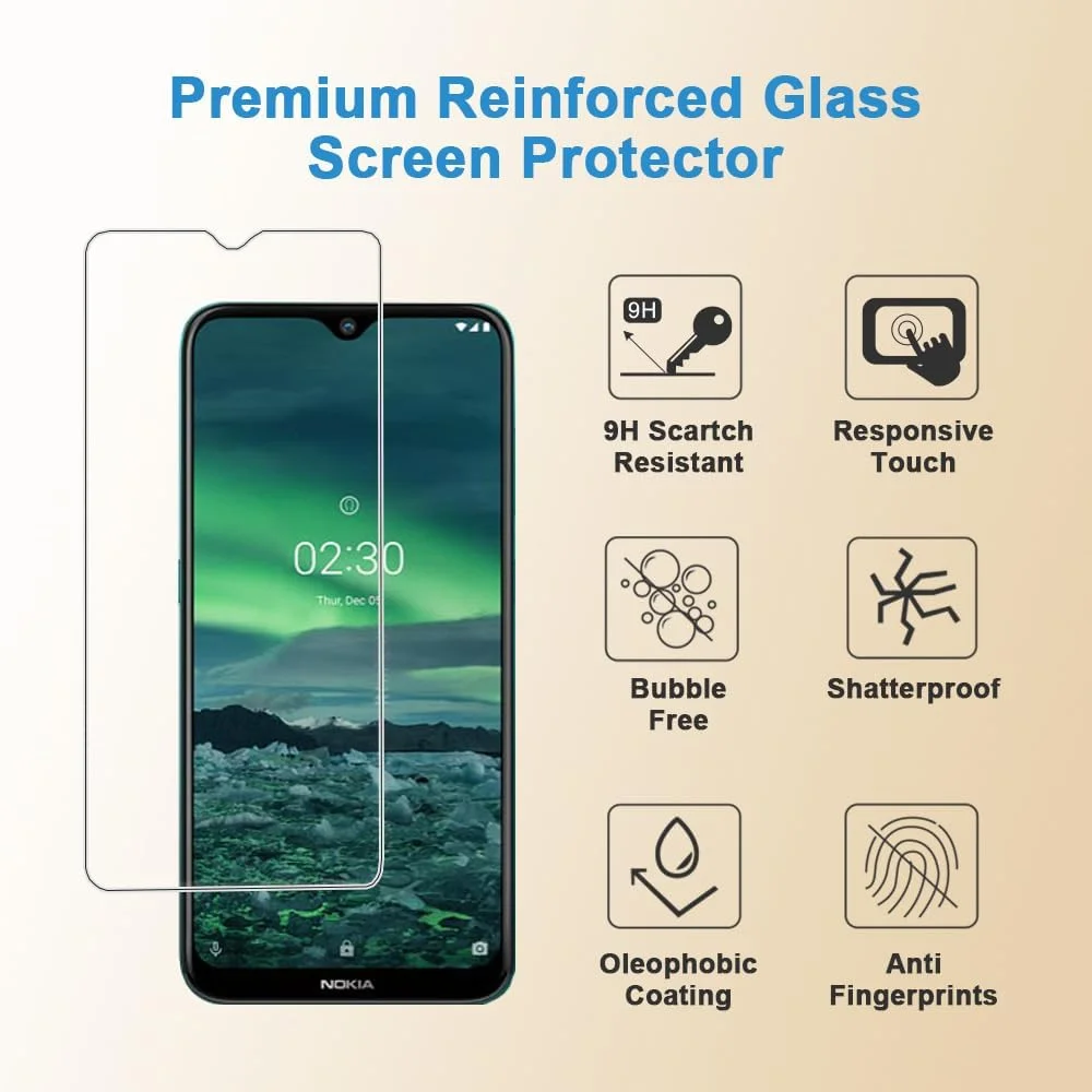 محافظ صفحه نمایش Shunwige برای نوکیا 2.3، فیلم محافظ شیشه ای حرارت دیده، وضوح HD، نصب آسان، ضد خش، بدون حباب، سختی 9H (2 عدد) محافظ صفحه نمایش Shunwige برای نوکیا 2.3، فیلم محافظ شیشه ای حرارت دیده، وضوح HD، نصب آسان، ضد خش، بدون حباب، سختی 9H (2 عدد)