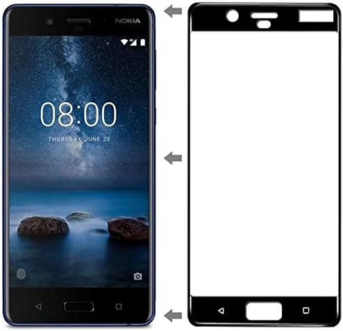 محافظ صفحه نمایش شیشه ای حرارت دیده خمیده سه بعدی با پوشش کامل نوکیا 8، فوق العاده شفاف و ضد خش برای نوکیا 8 محافظ صفحه نمایش شیشه ای حرارت دیده خمیده سه بعدی با پوشش کامل نوکیا 8، فوق العاده شفاف و ضد خش برای نوکیا 8