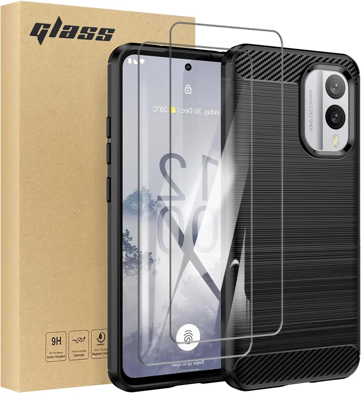 کاور SCL برای گوشی نوکیا X30 5G به همراه محافظ صفحه نمایش، محافظ صفحه نمایش شیشه ای حرارت دیده نوکیا X30 5G [دو عدد] + کاور محافظ TPU ضد خش و ضد اثر انگشت