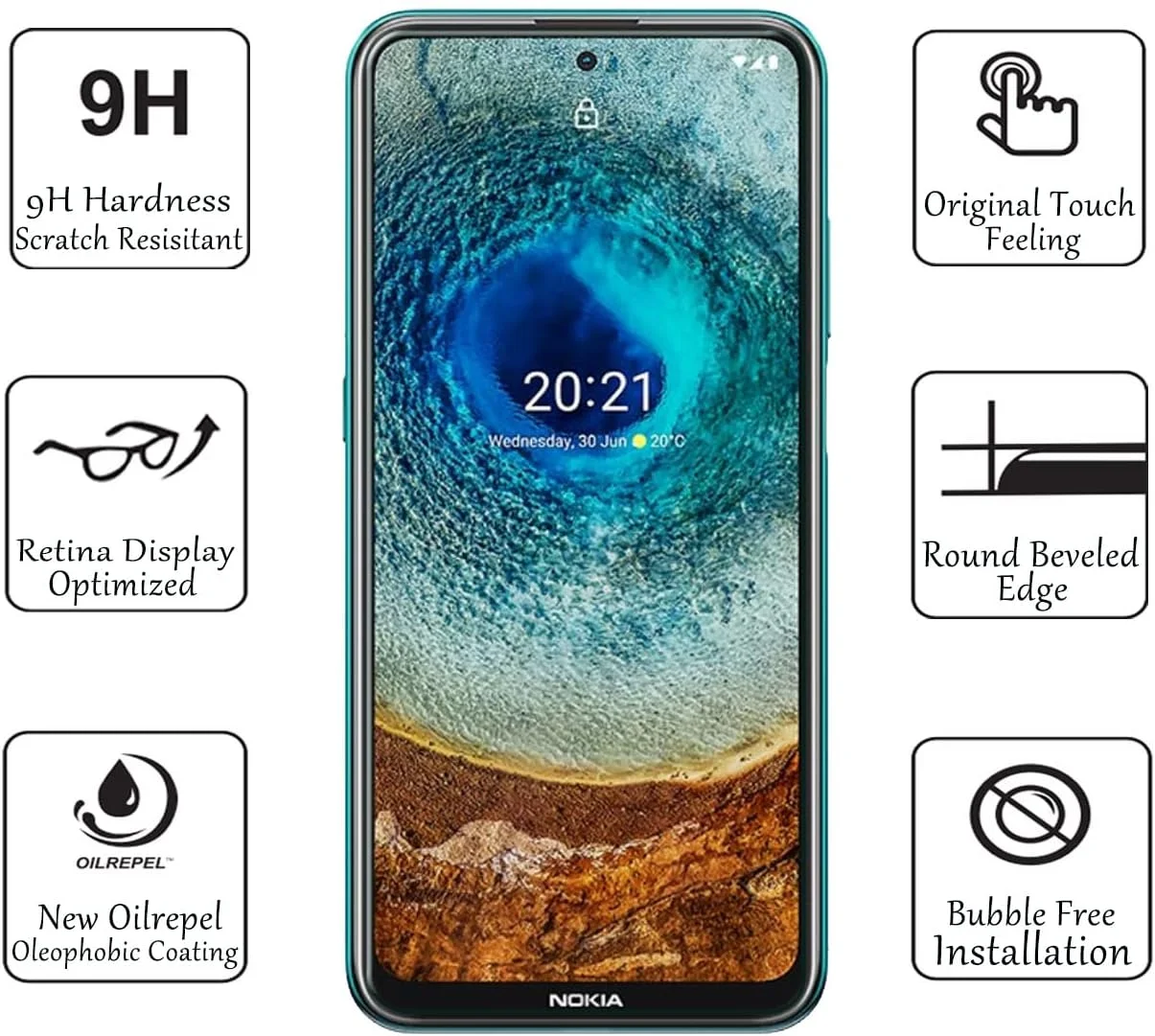 محافظ صفحه نمایش SALMERB نوکیا X10 (بسته 3 عددی)، فیلم شیشه ای حرارت دیده 9H برای نوکیا X10 ضد خش، ضد اثر انگشت، محافظ صفحه نمایش شیشه ای بدون حباب، فوق العاده شفاف 99.99% محافظ صفحه نمایش SALMERB نوکیا X10 (بسته 3 عددی)، فیلم شیشه ای حرارت دیده 9H برای نوکیا X10 ضد خش، ضد اثر انگشت، محافظ صفحه نمایش شیشه ای بدون حباب، فوق العاده شفاف 99.99%