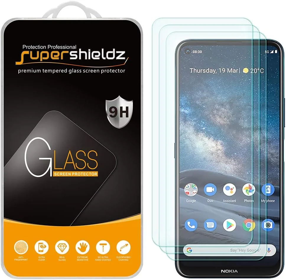 محافظ صفحه نمایش شیشه ای حرارت دیده سوپرشیلدز (3 عددی) طراحی شده برای نوکیا 8 V 5G UW / نوکیا 8.3 5G / نوکیا 8.3، ضد خش و بدون حباب