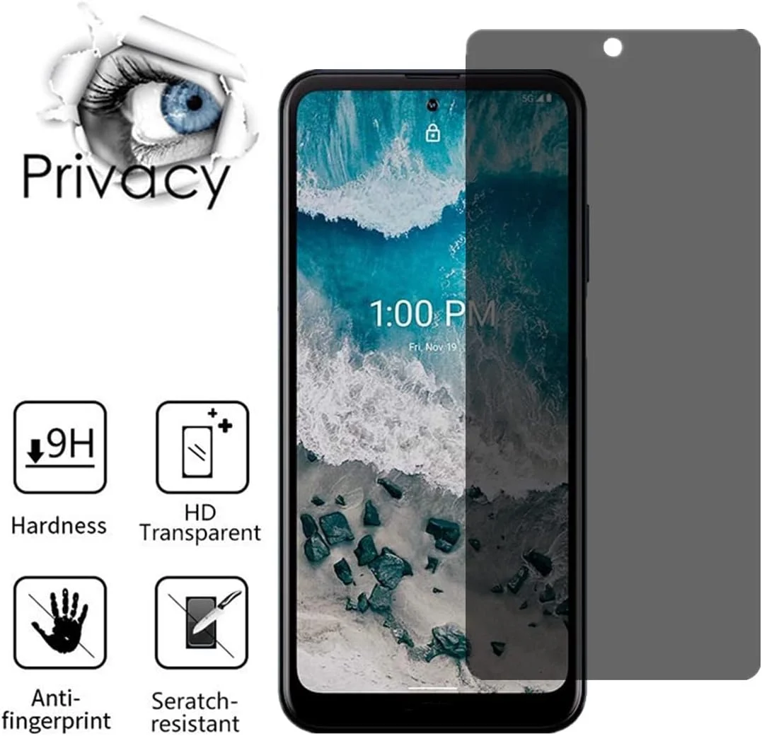 محافظ صفحه نمایش حریم خصوصی شیشه ای ضد جاسوسی AISELAN برای نوکیا X100، [2 عدد] سختی 9H ضد خش فیلم محافظ صفحه نمایش برای گوشی نوکیا X100