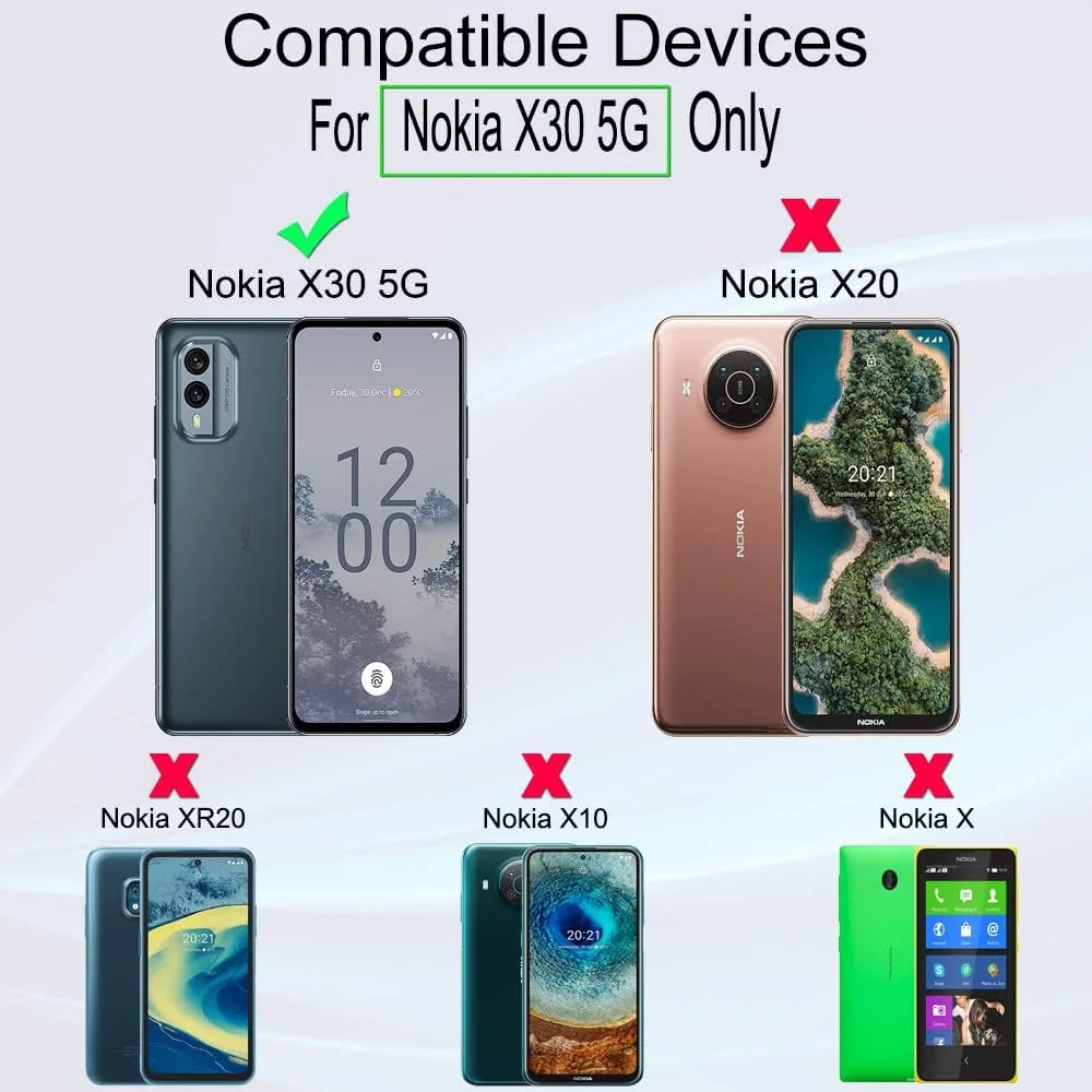 محافظ صفحه نمایش Ibywind برای نوکیا X30 5G، 6.43 اینچ، بسته 2 عددی، شیشه حرارت دیده با سختی 9H، همراه با 1 عدد محافظ لنز دوربین، 1 عدد فیلم فیبر کربن پشت، نصب آسان