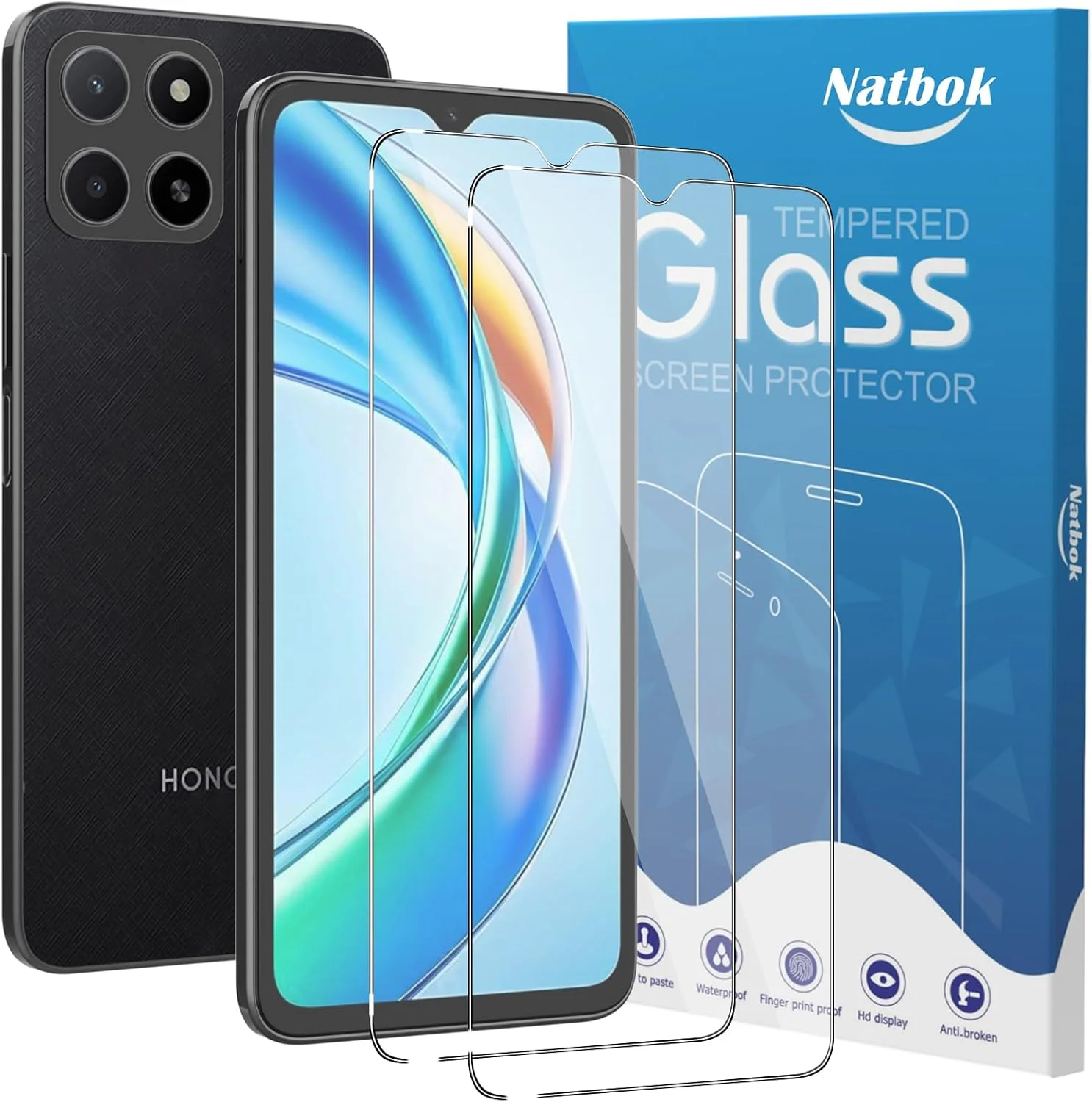 محافظ صفحه نمایش شیشه ای تمپرد Natbok بسته 2 عددی برای گوشی های Honor X5b/X5b Plus/X5/Nokia G42/Nokia C32 5G، سختی 9H، فوق العاده مقاوم، بدون حباب، HD-Clear، پوشش کامل فیلم محافظ صفحه نمایش برای Honor X5b