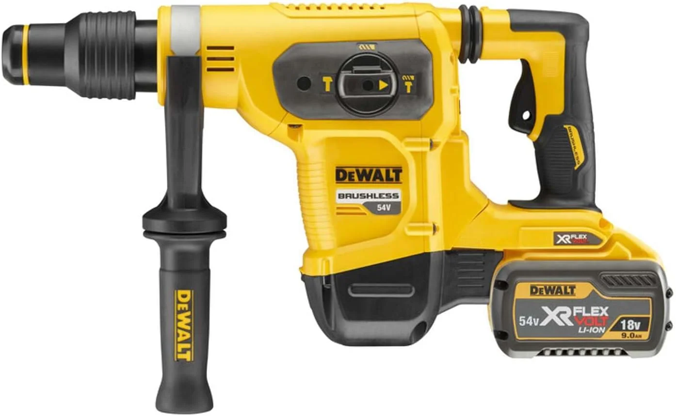 چکش تخریب بوش لس الکتروپنوماتیک SDS-Max دیوالت مدل DCH481X2-QW سری XR FLEXVOLT 54V با قدرت 6.1 ژول، دارای 3 حالت کاری، به همراه 2 عدد باتری لیتیوم-یون 54 ولت/18 ولت 9.0 آمپر ساعت و کیف