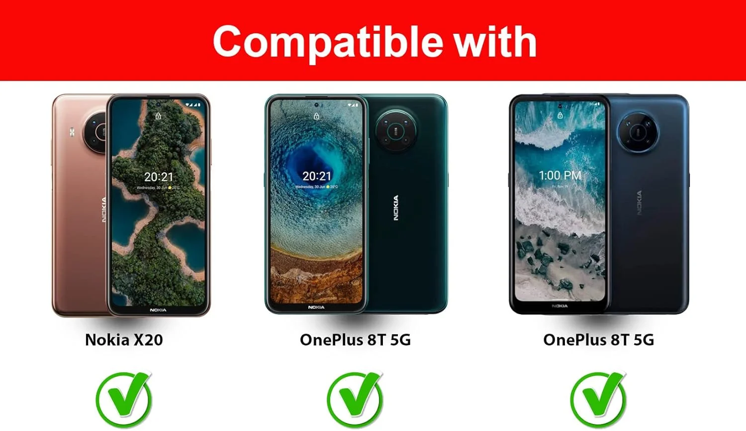 محافظ صفحه نمایش Al-HuTrusHi سازگار با نوکیا X20 / نوکیا X10 / نوکیا X100 شیشه حرارت دیده [پوشش کامل HD] [نصب آسان] [مقاوم در برابر خراش] فیلم محافظ با سختی 9H…