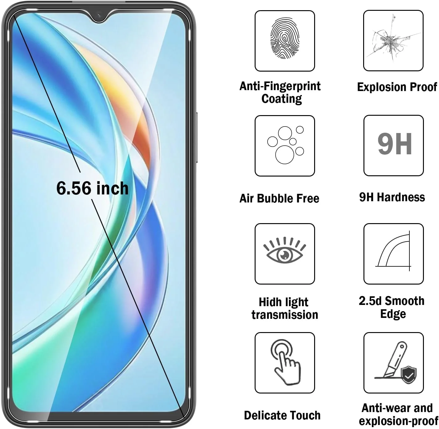 محافظ صفحه نمایش شیشه ای تمپرد Natbok بسته 2 عددی برای گوشی های Honor X5b/X5b Plus/X5/Nokia G42/Nokia C32 5G، سختی 9H، فوق العاده مقاوم، بدون حباب، HD-Clear، پوشش کامل فیلم محافظ صفحه نمایش برای Honor X5b محافظ صفحه نمایش شیشه ای تمپرد Natbok بسته 2 عددی برای گوشی های Honor X5b/X5b Plus/X5/Nokia G42/Nokia C32 5G، سختی 9H، فوق العاده مقاوم، بدون حباب، HD-Clear، پوشش کامل فیلم محافظ صفحه نمایش برای Honor X5b