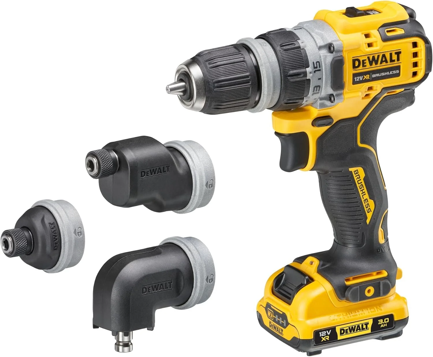 دریل پیچ گوشتی چند منظوره براشلس 12 ولت 57 نیوتن متری DEWALT XR به همراه 2 باتری لیتیوم-یون 3 آمپر ساعتی و کیف TSTAK