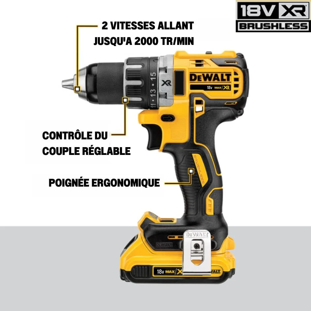 دریل پیچ گوشتی شارژی/پیچ گوشتی شارژی DeWalt (18 ولت، 2.0 آمپر ساعت، براشلس، با گیربکس تمام فلزی دو سرعته، 15 مرحله گشتاور، شامل دو باتری XR، شارژر سریع سیستم و جعبه Tstak)، DCD791D2 دریل پیچ گوشتی شارژی/پیچ گوشتی شارژی DeWalt (18 ولت، 2.0 آمپر ساعت، براشلس، با گیربکس تمام فلزی دو سرعته، 15 مرحله گشتاور، شامل دو باتری XR، شارژر سریع سیستم و جعبه Tstak)، DCD791D2
