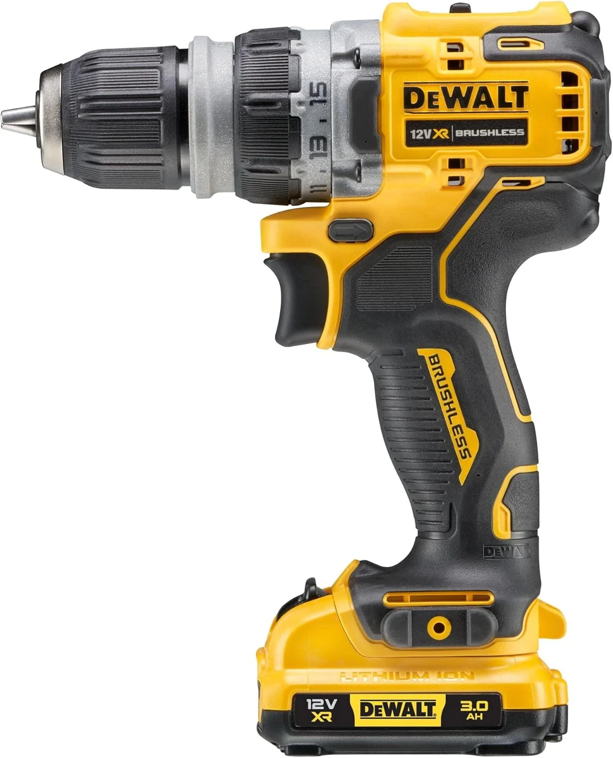 دریل پیچ گوشتی چند منظوره براشلس 12 ولت 57 نیوتن متری DEWALT XR به همراه 2 باتری لیتیوم-یون 3 آمپر ساعتی و کیف TSTAK