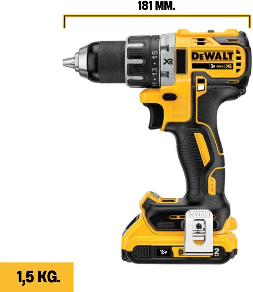 دریل پیچ گوشتی شارژی/پیچ گوشتی شارژی DeWalt (18 ولت، 2.0 آمپر ساعت، براشلس، با گیربکس تمام فلزی دو سرعته، 15 مرحله گشتاور، شامل دو باتری XR، شارژر سریع سیستم و جعبه Tstak)، DCD791D2 دریل پیچ گوشتی شارژی/پیچ گوشتی شارژی DeWalt (18 ولت، 2.0 آمپر ساعت، براشلس، با گیربکس تمام فلزی دو سرعته، 15 مرحله گشتاور، شامل دو باتری XR، شارژر سریع سیستم و جعبه Tstak)، DCD791D2