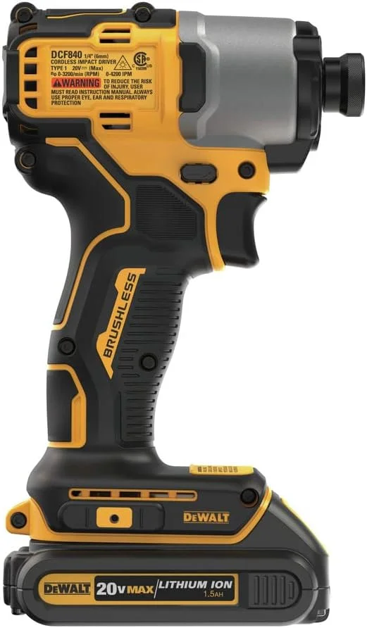 دریل پیچ گوشتی ضربه ای شارژی 20 ولت Dewalt DCF840C2 MAX براشلس لیتیوم-یون 1/4 اینچ با 2 باتری (1.5 آمپر ساعت) دریل پیچ گوشتی ضربه ای شارژی 20 ولت Dewalt DCF840C2 MAX براشلس لیتیوم-یون 1/4 اینچ با 2 باتری (1.5 آمپر ساعت)
