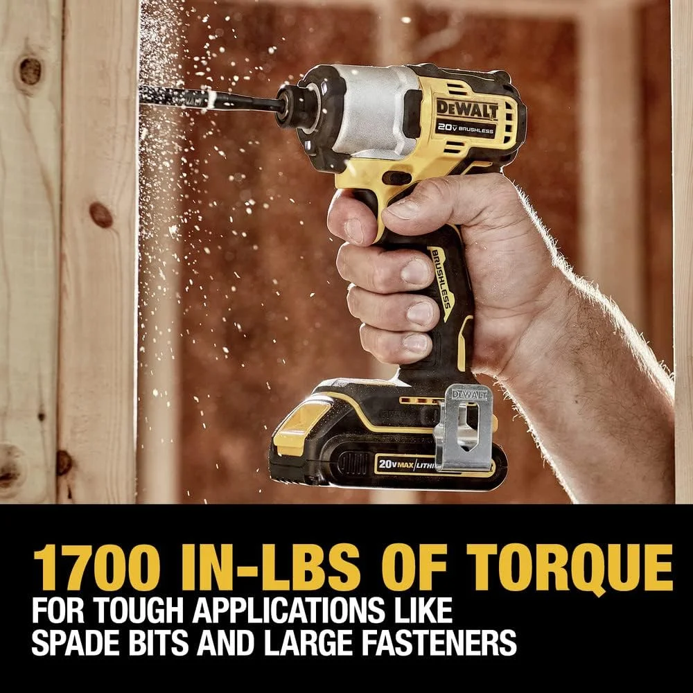 دریل پیچ گوشتی ضربه ای شارژی 20 ولت Dewalt DCF840C2 MAX براشلس لیتیوم-یون 1/4 اینچ با 2 باتری (1.5 آمپر ساعت) دریل پیچ گوشتی ضربه ای شارژی 20 ولت Dewalt DCF840C2 MAX براشلس لیتیوم-یون 1/4 اینچ با 2 باتری (1.5 آمپر ساعت)