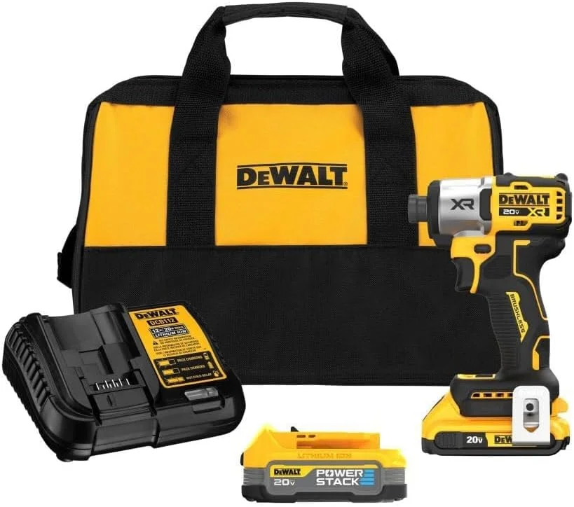 دریل پیچ گوشتی ضربه ای 20 ولت مکس DEWALT، بی سیم، 3 سرعته، به همراه باتری و شارژر (DCF845D1E1)