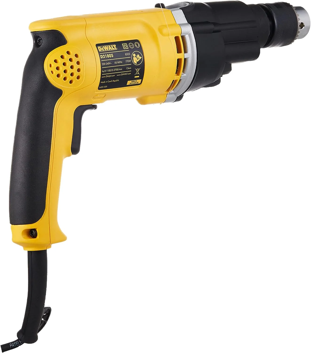 دریل چکشی دو سرعته 770 وات Dewalt، 13 میلی متر، D21805-B5 دریل چکشی دو سرعته 770 وات Dewalt، 13 میلی متر، D21805-B5