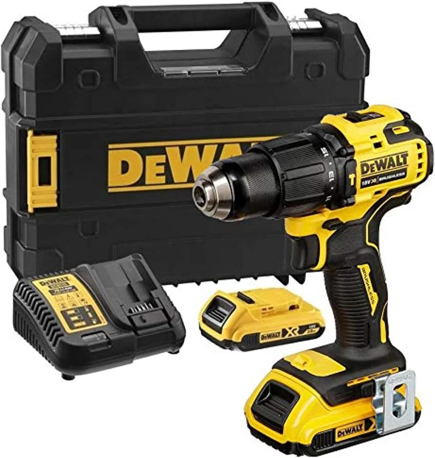 دریل چکشی شارژی براشلس کامپکت دیوالت مدل DCD709D2T 18v XR Tstak - دارای 2 عدد باتری 2.0 آمپر