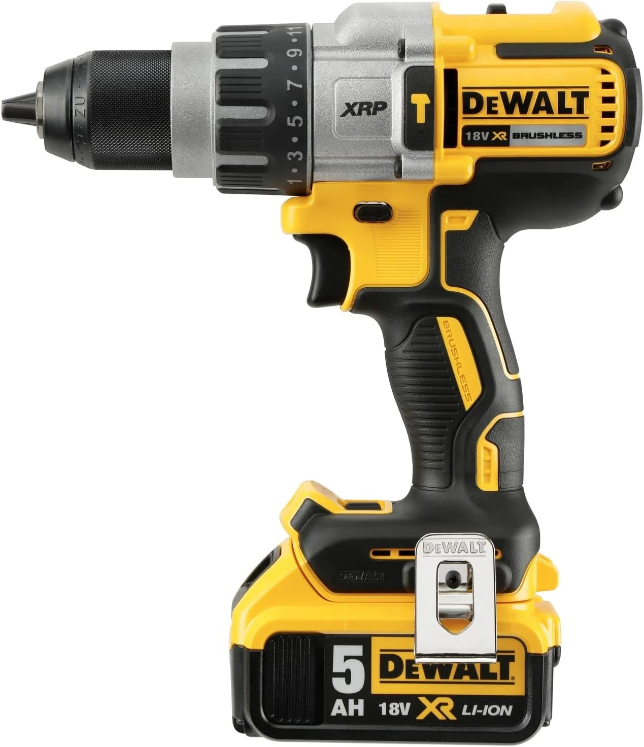 دریل چکشی براشلس Dewalt DCD996P2 XR به همراه 2 عدد باتری 5.0 آمپر 18 ولت، زرد/مشکی، ست 7 عددی دریل چکشی براشلس Dewalt DCD996P2 XR به همراه 2 عدد باتری 5.0 آمپر 18 ولت، زرد/مشکی، ست 7 عددی