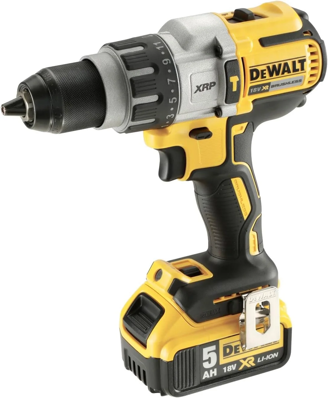 دریل چکشی براشلس Dewalt DCD996P2 XR به همراه 2 عدد باتری 5.0 آمپر 18 ولت، زرد/مشکی، ست 7 عددی دریل چکشی براشلس Dewalt DCD996P2 XR به همراه 2 عدد باتری 5.0 آمپر 18 ولت، زرد/مشکی، ست 7 عددی