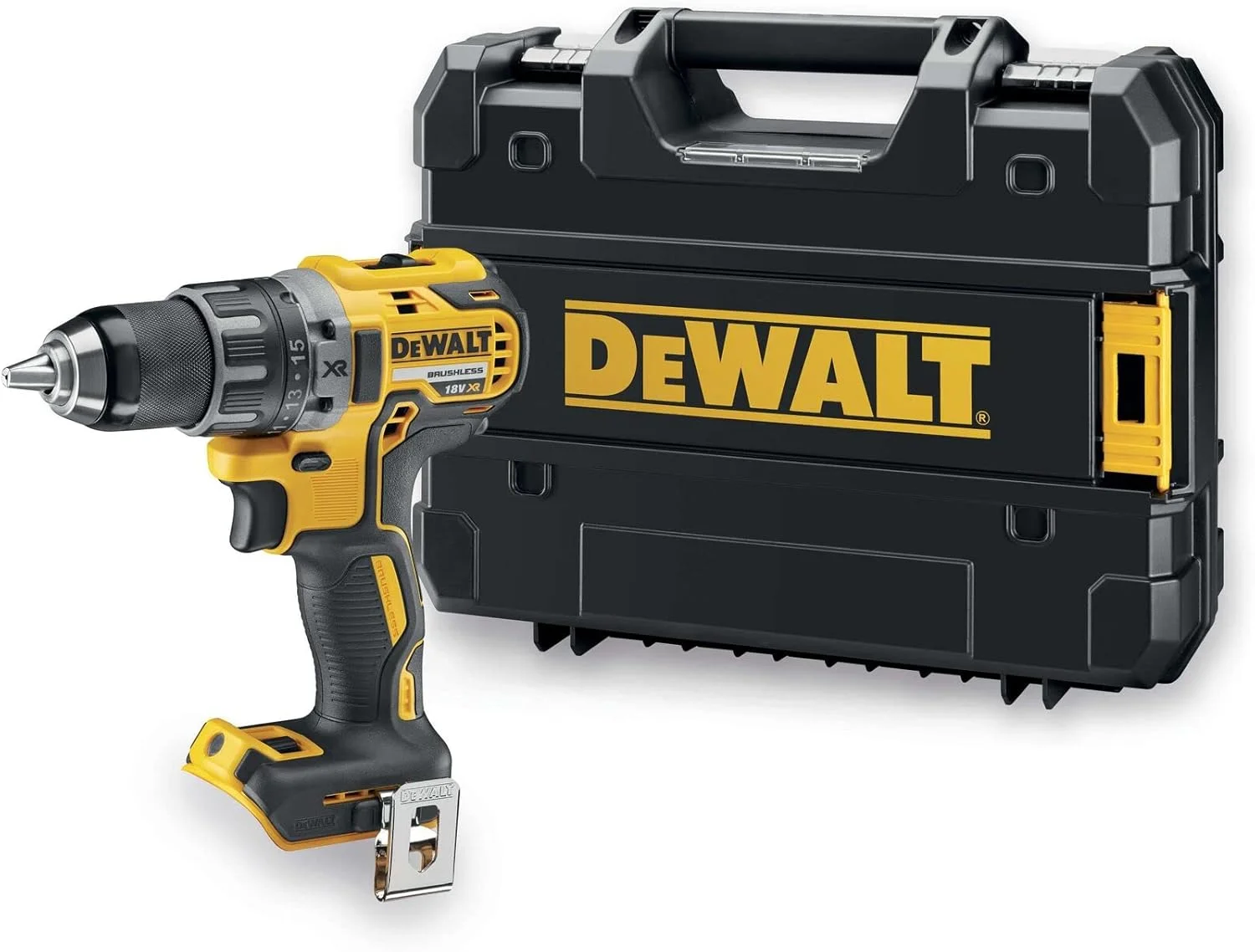 دریل پیچ گوشتی شارژی DeWalt (18 ولت، با گیربکس تمام فلزی دو سرعته، چراغ کار LED، دارای 15 حالت گشتاور برای استفاده طولانی مدت، تحویل بدون باتری و شارژر) مدل DCD791NT