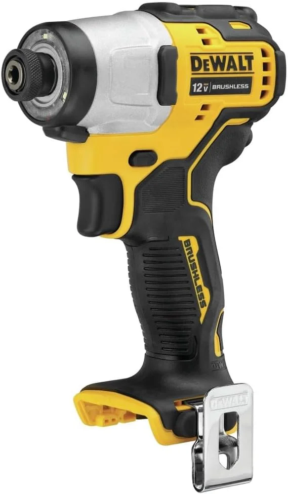دریل پیچ گوشتی ضربه ای شارژی 12 ولت مکس* DEWALT XTREME، بی سیم، 1/4 اینچ، فقط ابزار (DCF801B)