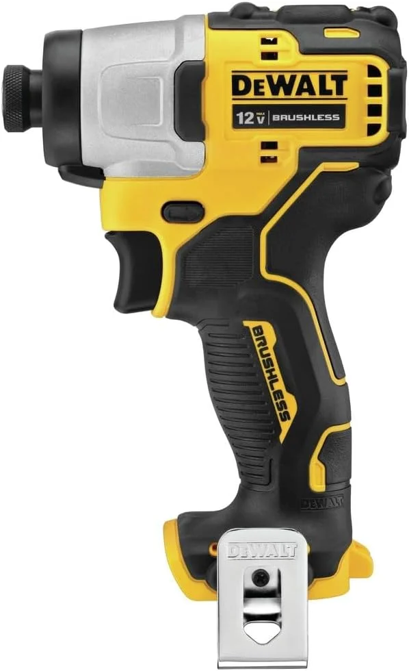 دریل پیچ گوشتی ضربه ای شارژی 12 ولت مکس* DEWALT XTREME، بی سیم، 1/4 اینچ، فقط ابزار (DCF801B)