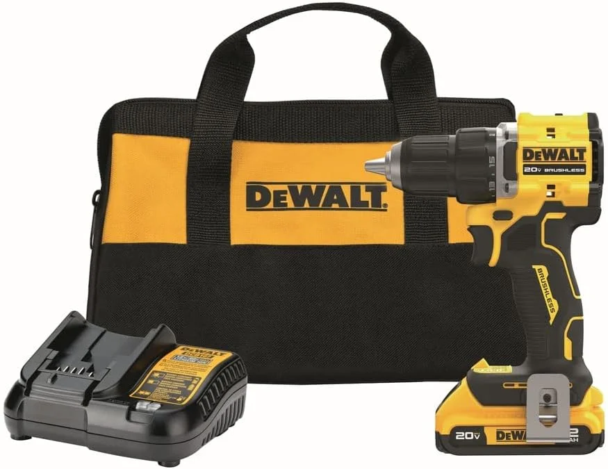 دریل/پیچ گوشتی شارژی براشلس Dewalt DCD794D1 20V MAX Atomic Compact Series Lithium-Ion 1/2 اینچ (2 آمپر ساعت)