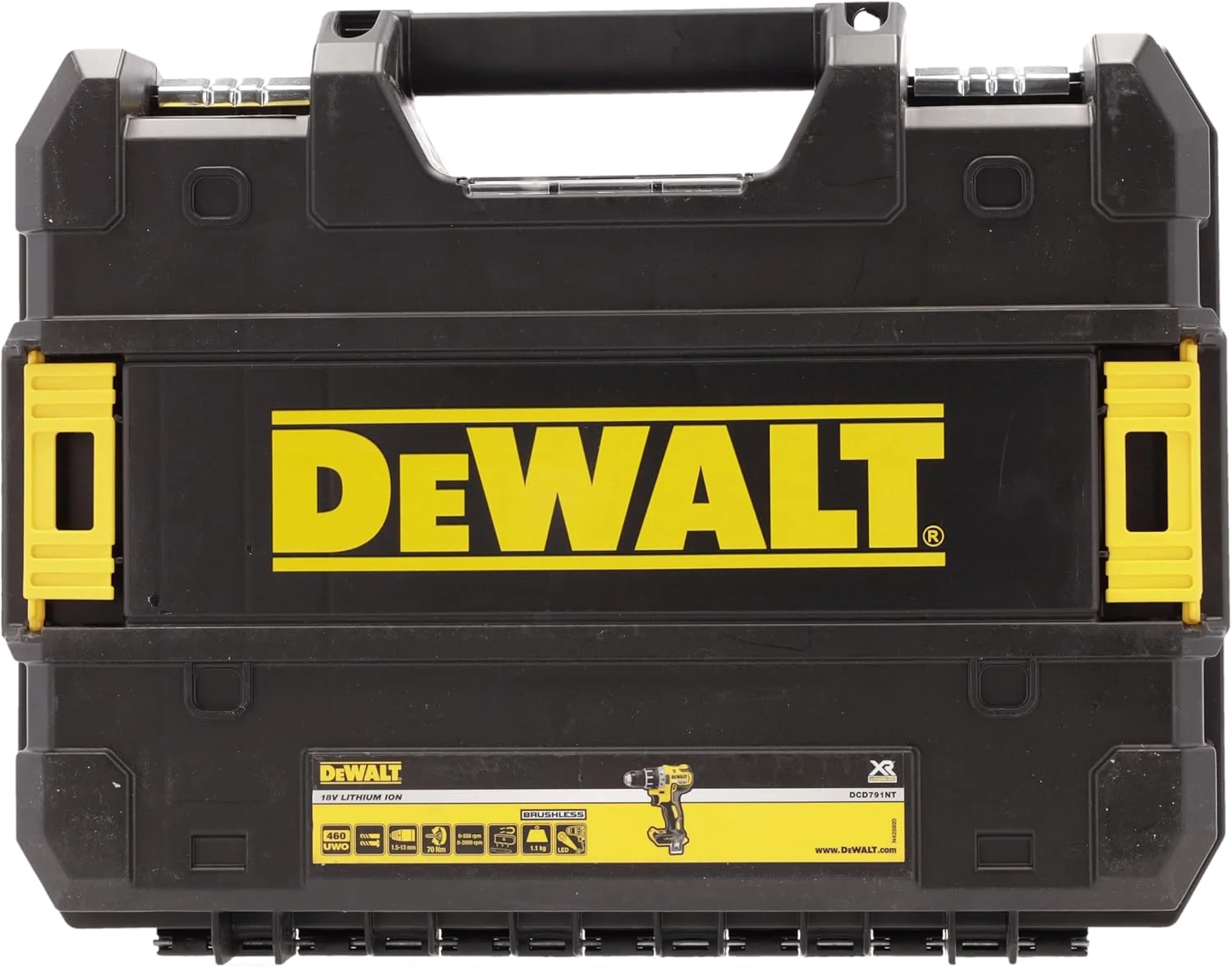 دریل پیچ گوشتی شارژی DeWalt (18 ولت، با گیربکس تمام فلزی دو سرعته، چراغ کار LED، دارای 15 حالت گشتاور برای استفاده طولانی مدت، تحویل بدون باتری و شارژر) مدل DCD791NT