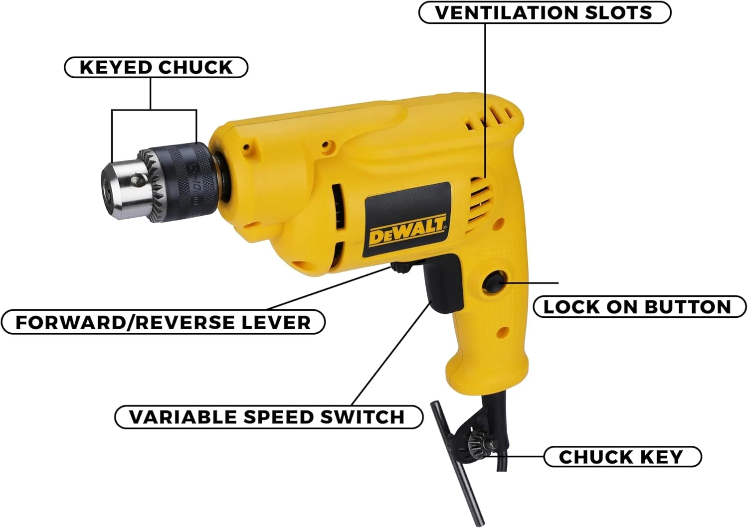 دریل چکشی 10 میلی متری 550 وات Dewalt DWD014 - 220 ولت (دوشاخه هندی) دریل چکشی 10 میلی متری 550 وات Dewalt DWD014 - 220 ولت (دوشاخه هندی)