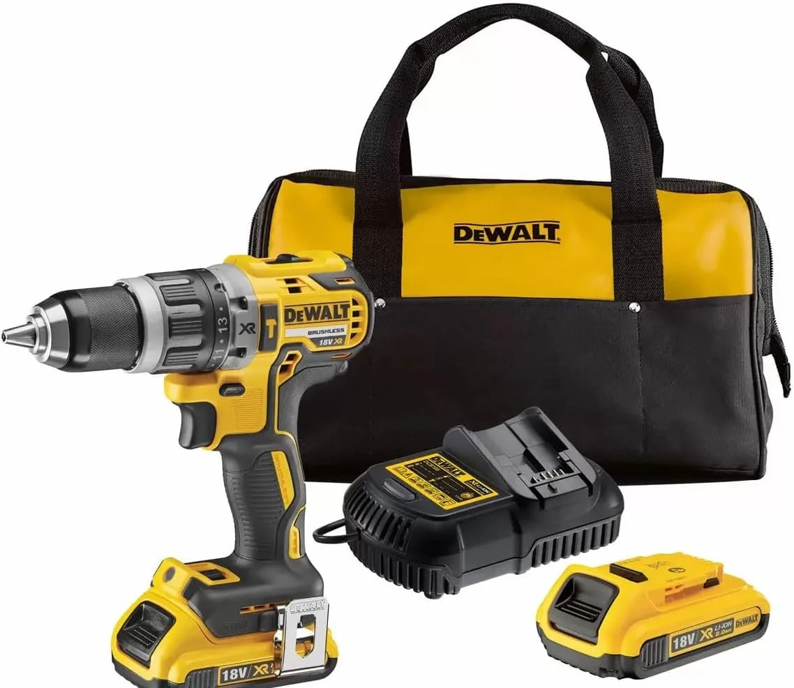 دریل چکشی شارژی براشلس DEWALT DCD796D2W XR - شامل 2 عدد باتری 2.0 آمپر ساعت، شارژر و کیف ابزار