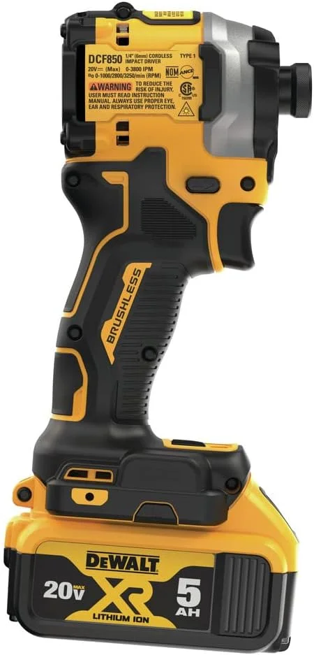 دریل پیچ گوشتی ضربه ای شارژی 20 ولت Dewalt DCF850P1 ATOMIC، براشلس، لیتیوم-یون، 1/4 اینچ، 3 سرعته (5 آمپر ساعت) دریل پیچ گوشتی ضربه ای شارژی 20 ولت Dewalt DCF850P1 ATOMIC، براشلس، لیتیوم-یون، 1/4 اینچ، 3 سرعته (5 آمپر ساعت)