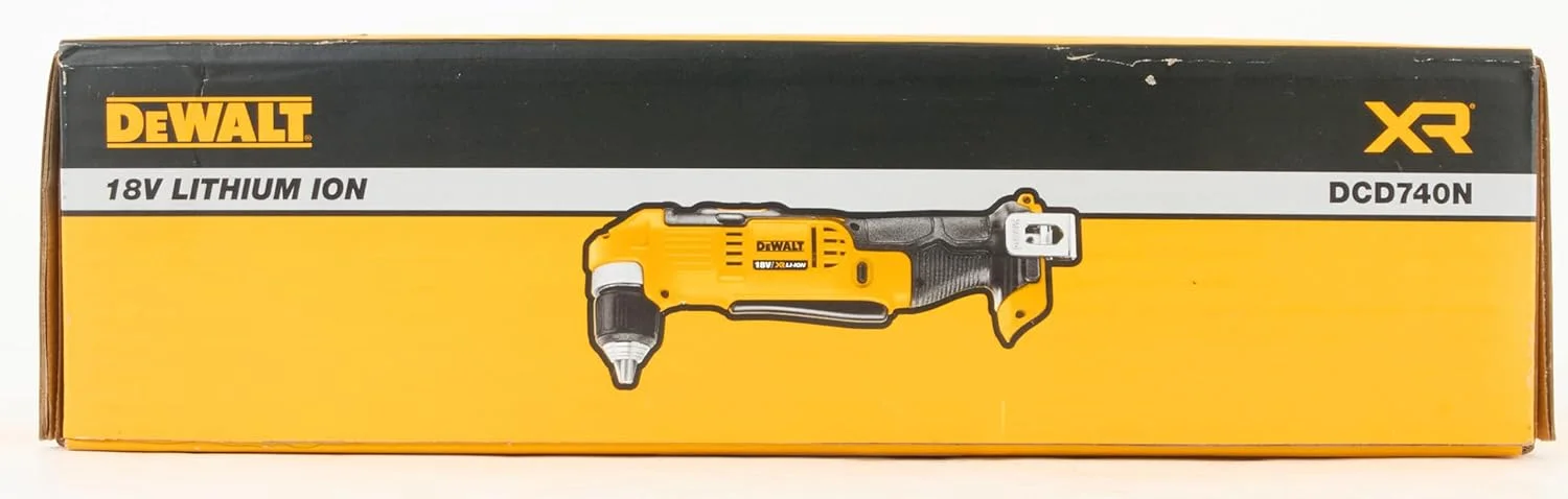 دریل زاویه ای دو سرعته شارژی 18 ولت DeWalt DCD740N-XJ XR لیتیوم-یون (فقط بدنه)، زرد/مشکی، 4.57 سانتی متر * 12.52 سانتی متر * 2.99 سانتی متر