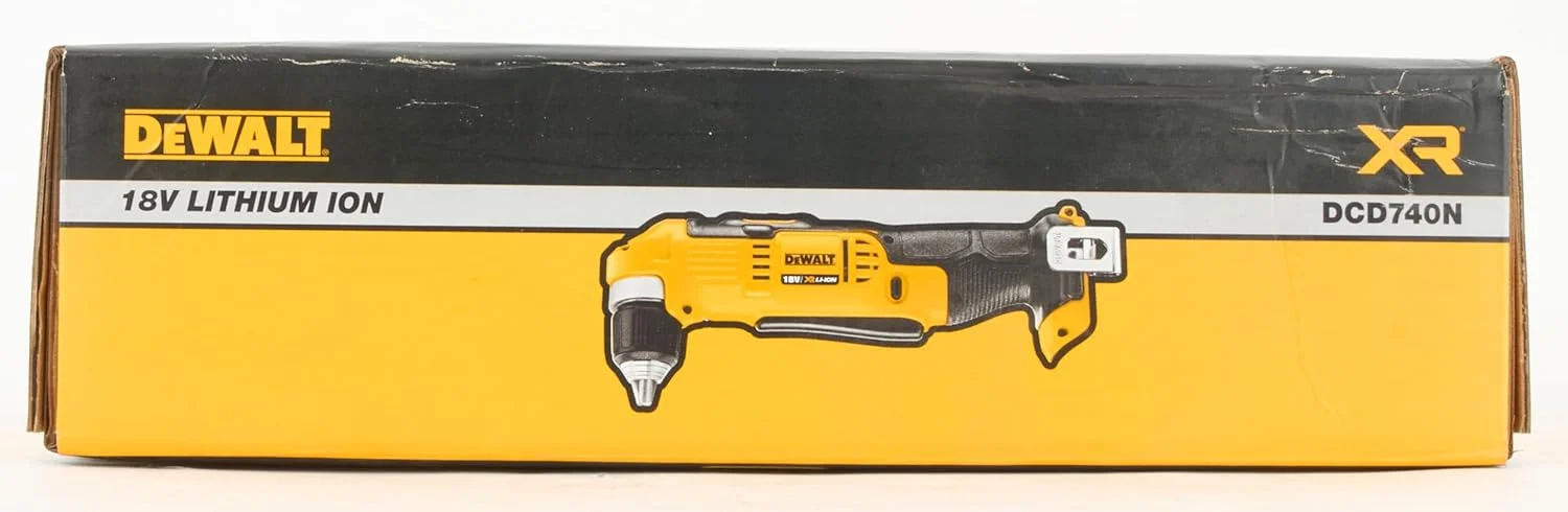 دریل زاویه ای دو سرعته شارژی 18 ولت DeWalt DCD740N-XJ XR لیتیوم-یون (فقط بدنه)، زرد/مشکی، 4.57 سانتی متر * 12.52 سانتی متر * 2.99 سانتی متر