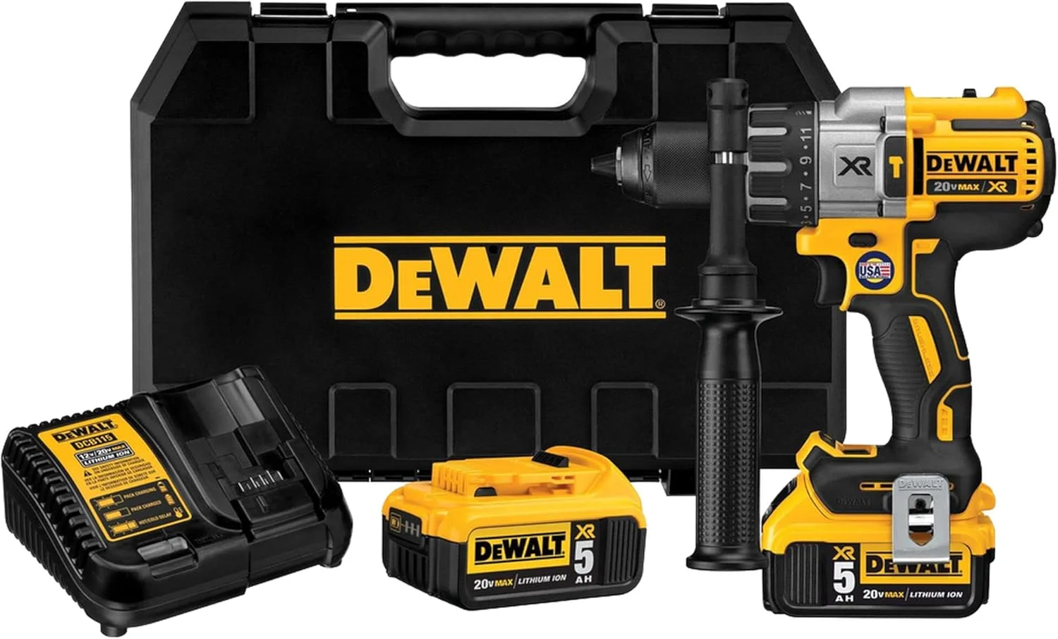 دریل چکشی سه سرعته براشلس دیوالت، زرد/مشکی، مدل Dcd996P2-B5