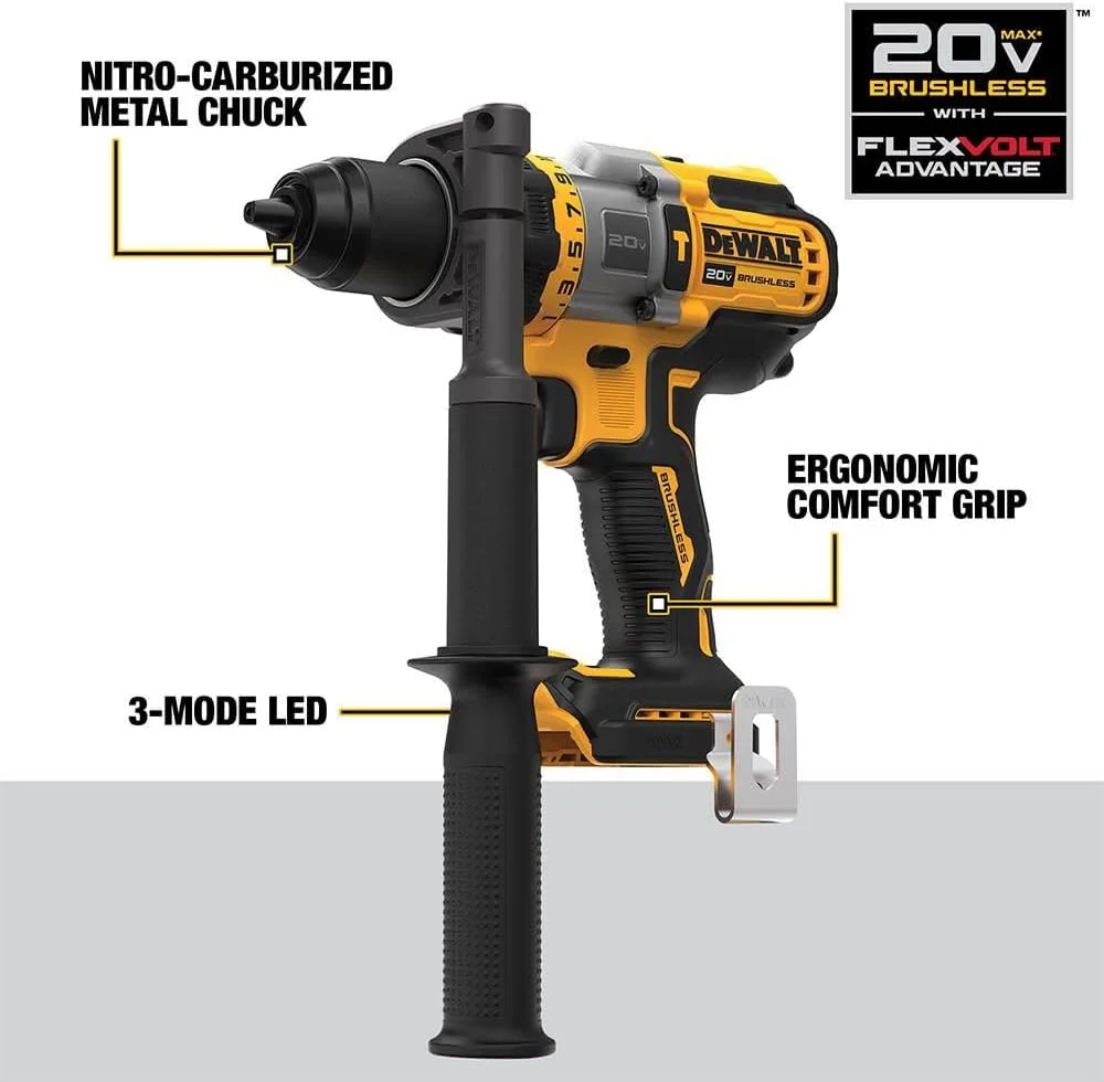 دریل چکشی 20 ولت مکس* DEWALT FLEXVOLT ADVANTAGE، بی سیم، 1/2 اینچ، فقط ابزار (DCD999B) دریل چکشی 20 ولت مکس* DEWALT FLEXVOLT ADVANTAGE، بی سیم، 1/2 اینچ، فقط ابزار (DCD999B)