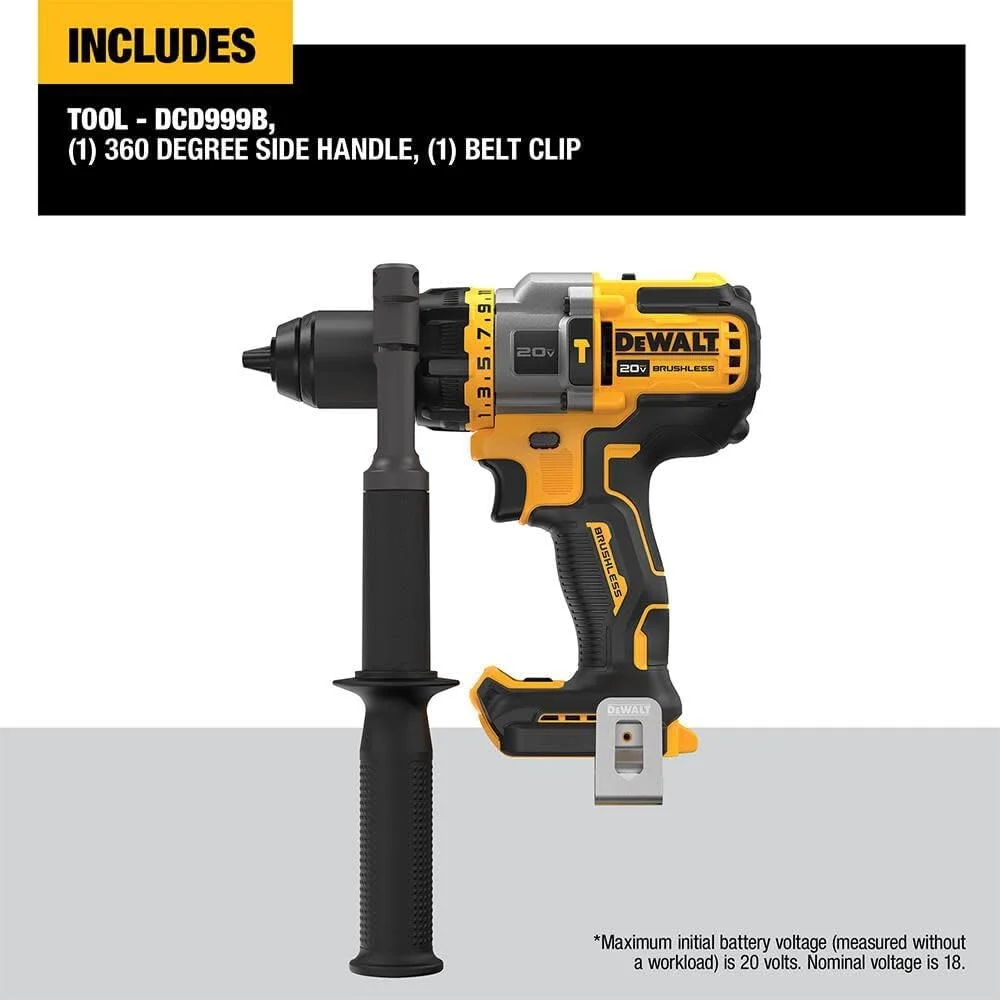 دریل چکشی 20 ولت مکس* DEWALT FLEXVOLT ADVANTAGE، بی سیم، 1/2 اینچ، فقط ابزار (DCD999B) دریل چکشی 20 ولت مکس* DEWALT FLEXVOLT ADVANTAGE، بی سیم، 1/2 اینچ، فقط ابزار (DCD999B)