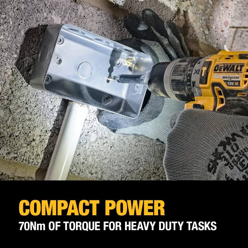 دریل چکشی شارژی 18 ولت 13 میلیمتری Dewalt، موتور براشلس، کیت دریل جمع و جور، به همراه باتری اضافی، 1700 دور در دقیقه، زرد/مشکی، Dcd796D2-GB دریل چکشی شارژی 18 ولت 13 میلیمتری Dewalt، موتور براشلس، کیت دریل جمع و جور، به همراه باتری اضافی، 1700 دور در دقیقه، زرد/مشکی، Dcd796D2-GB