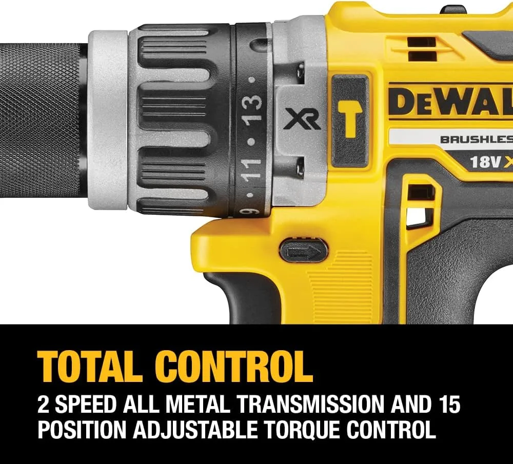 دریل چکشی شارژی 18 ولت 13 میلیمتری Dewalt، موتور براشلس، کیت دریل جمع و جور، به همراه باتری اضافی، 1700 دور در دقیقه، زرد/مشکی، Dcd796D2-GB دریل چکشی شارژی 18 ولت 13 میلیمتری Dewalt، موتور براشلس، کیت دریل جمع و جور، به همراه باتری اضافی، 1700 دور در دقیقه، زرد/مشکی، Dcd796D2-GB