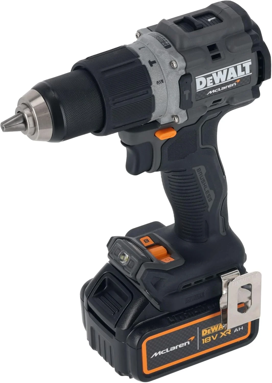 دریل چکشی شارژی براشلس دیوالت مدل DCD85MP2T McLaren F1 18V XR به همراه 2 عدد باتری 5 آمپر، شارژر و کیف دریل چکشی شارژی براشلس دیوالت مدل DCD85MP2T McLaren F1 18V XR به همراه 2 عدد باتری 5 آمپر، شارژر و کیف
