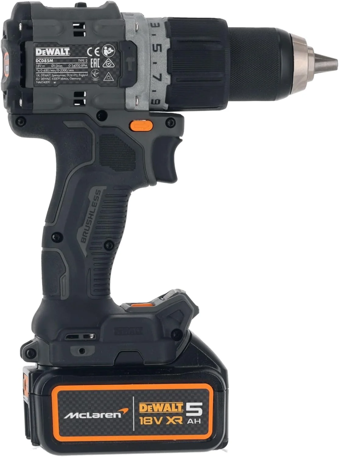 دریل چکشی شارژی براشلس دیوالت مدل DCD85MP2T McLaren F1 18V XR به همراه 2 عدد باتری 5 آمپر، شارژر و کیف دریل چکشی شارژی براشلس دیوالت مدل DCD85MP2T McLaren F1 18V XR به همراه 2 عدد باتری 5 آمپر، شارژر و کیف