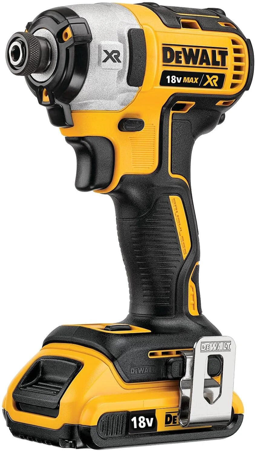 دریل پیچ گوشتی ضربه ای براشلس 18 ولت DeWalt، گشتاور 205 نیوتن متر، با 3 سرعت، برای بستن در چوب، بتن و فلز، 2 عدد باتری 2.0 آمپر ساعت لیتیوم یون با جعبه ابزار، زرد/مشکی، DCF887D2-GB