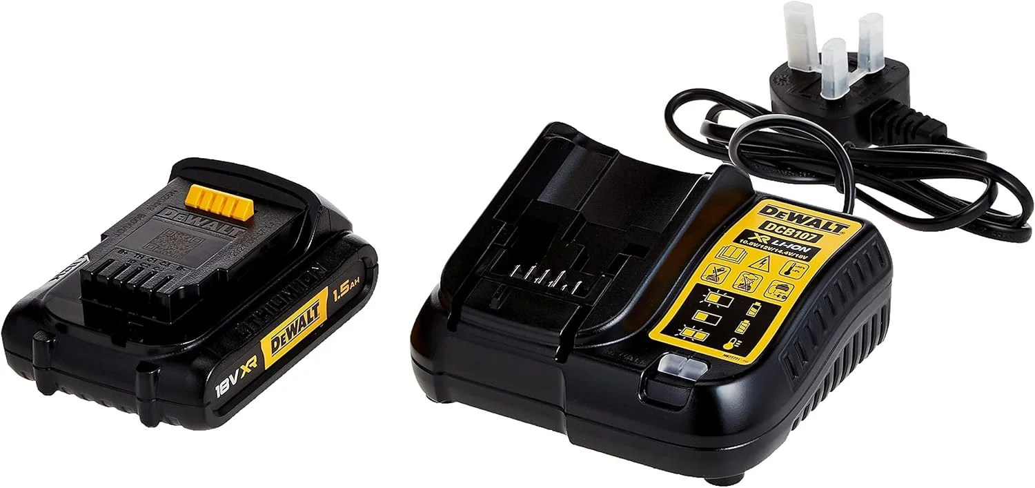 دریل پیچ گوشتی شارژی 18 ولت 13 میلی متری Dewalt، براشلس، 2 عدد باتری 1.5 آمپر ساعت، شارژر و جعبه ابزار، زرد/مشکی، Dcd777S2-GB