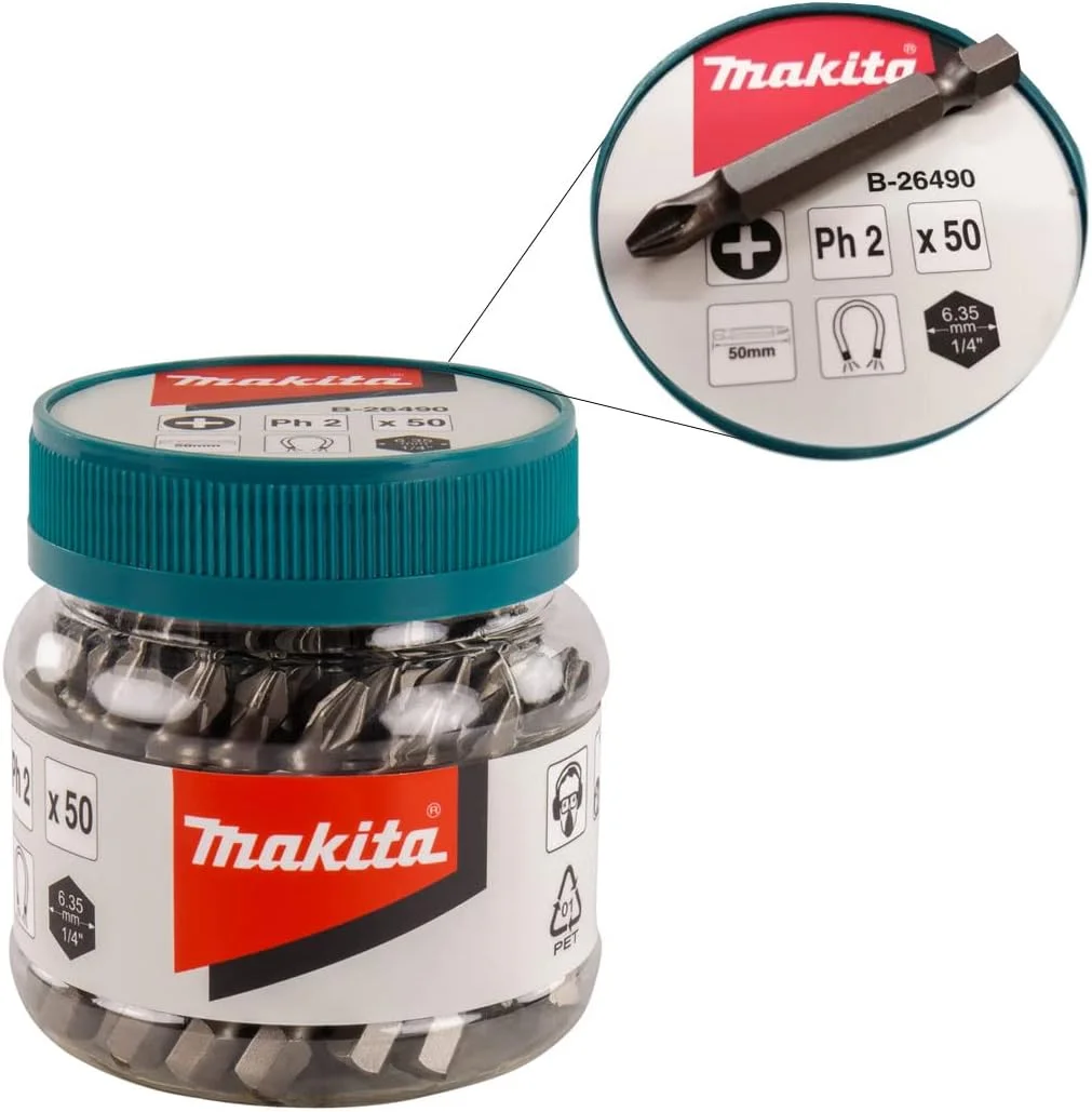جعبه 50 عددی نوک پیچ گوشتی فیلیپس Makita B-26490 PH2-50