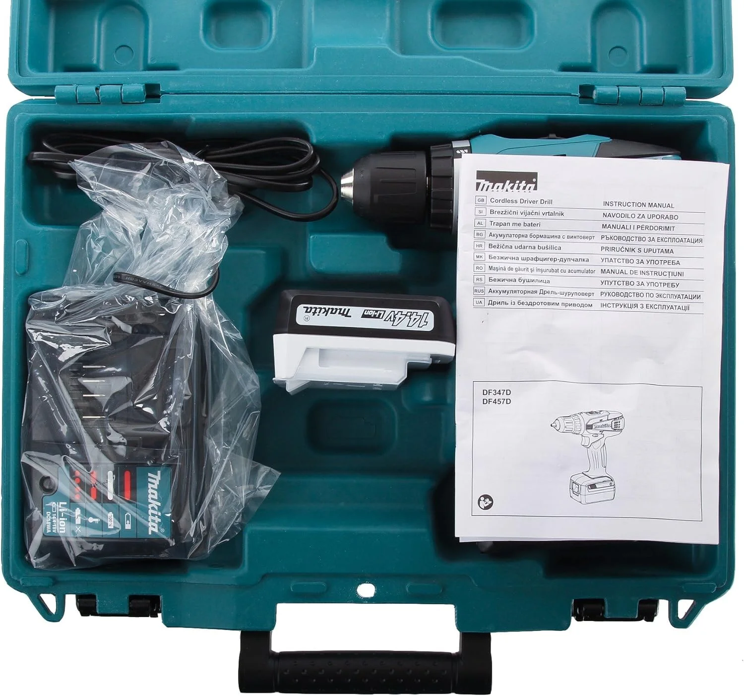 دریل چکشی شارژی ماکیتا DF347DWE، 14.4 ولت لیتیوم-یون، 1.3 آمپر ساعت