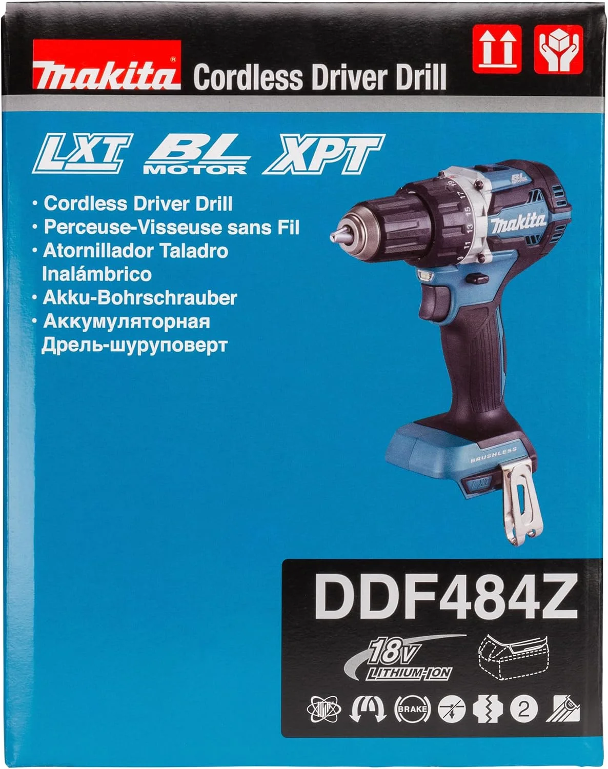 دریل شارژی ماکیتا، 18 ولت، 54/30 نیوتن متر، آبی/مشکی 182 میلی متر DDF484Z دریل شارژی ماکیتا، 18 ولت، 54/30 نیوتن متر، آبی/مشکی 182 میلی متر DDF484Z