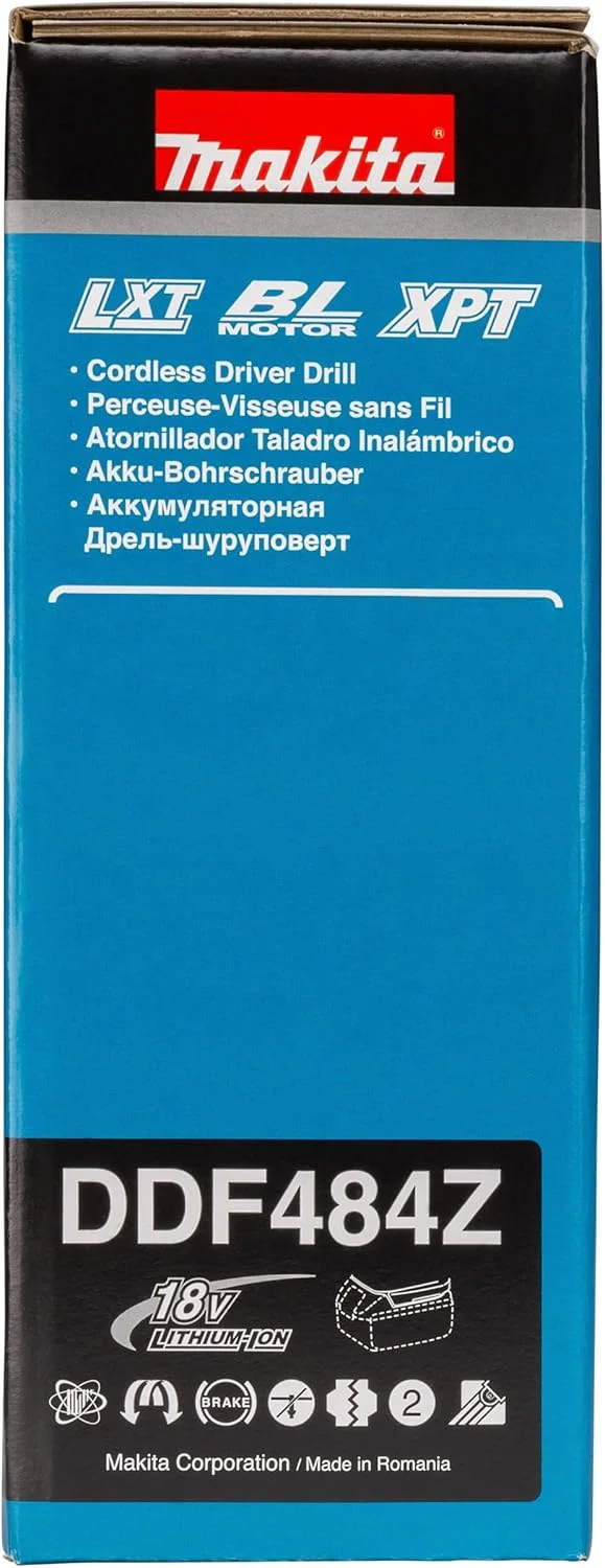 دریل شارژی ماکیتا، 18 ولت، 54/30 نیوتن متر، آبی/مشکی 182 میلی متر DDF484Z دریل شارژی ماکیتا، 18 ولت، 54/30 نیوتن متر، آبی/مشکی 182 میلی متر DDF484Z