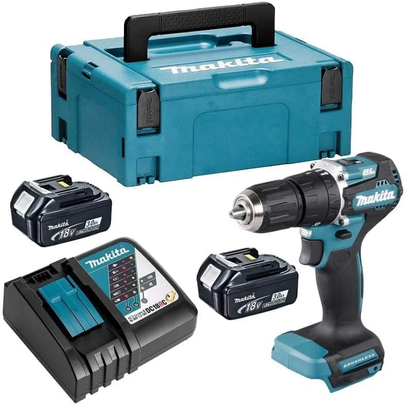 دریل چکشی شارژی ماکیتا مدل DHP487RFJ - 18 ولت لیتیوم-یون (BL/XPT) 13 میلی متر (1/2 اینچ) / 500-1700 دور در دقیقه / 40 نیوتن متر / شامل 2 عدد باتری (3.0 آمپر ساعت) و 1 عدد شارژر / MAKPAC